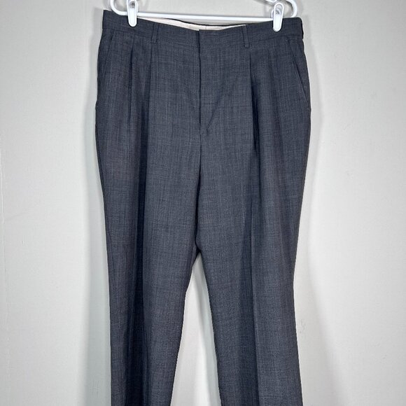 Haggar Pleated Wool Blend Dress Pants Men's 36 x 32 Gray Business Office - Picture 1 of 13